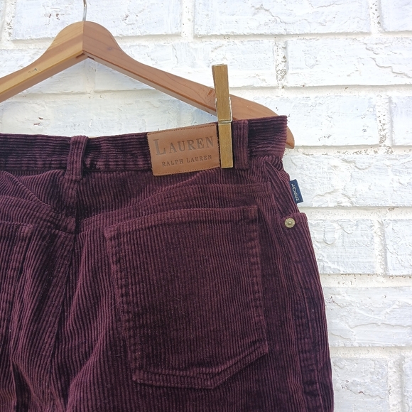 Vintage Lauren Ralph Lauren Dark Burgundy Corduroy Pants Wide Whale - Picture 5 of 7